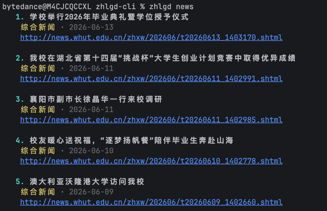 zhlgd msg 命令输出效果